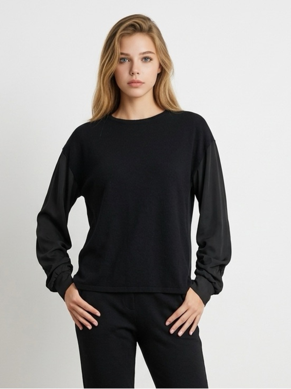 Halston Heritage Elegant Black Knit Top